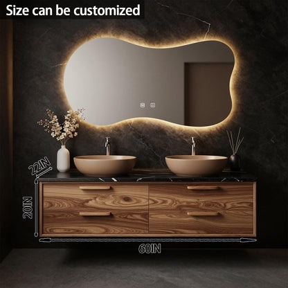 60"-84"Wall Mounted Wood Bathroom Vanity with Double Sinks & 4 Drawer Storage
