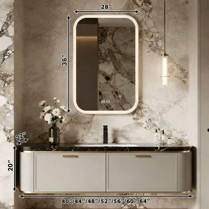 40”-64”LED Bathroom Mirror Cabinet, Lighted Vanity Mirror with Touch Control, Wall Mounted Makeup Mirror