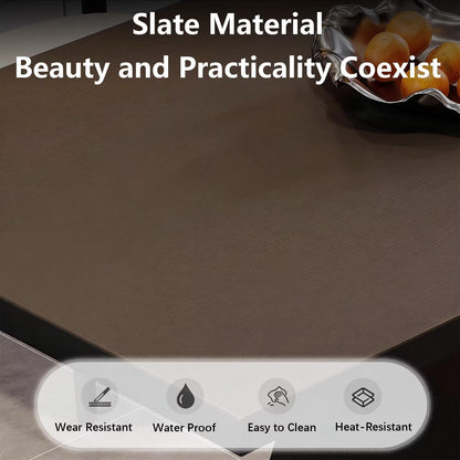 60"-70"Modern Black Rectangular Dining Table with Sculptural Geometric Base for 4-6