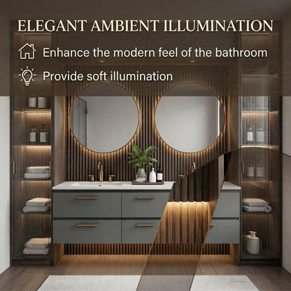60"-96"Modern Bathroom Vanity Set, Dark Grey Cabinet with LED Display Shelves