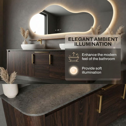 60"-96"Modern Dark Wood Wall-Mounted Bathroom Vanity with Vessel Sinks
