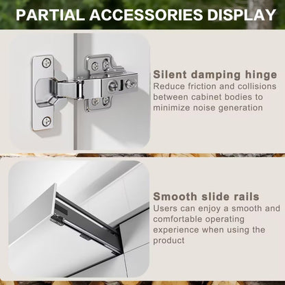 60"-96"Modern Wall-Mounted Bathroom Vanity with Double Sinks & Open Bottom Shelf