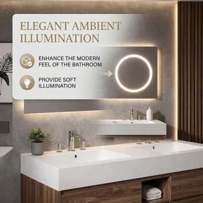 60"-84"Dark Walnut Floating Bathroom Vanity Set with LED Mirror & Open Shelves