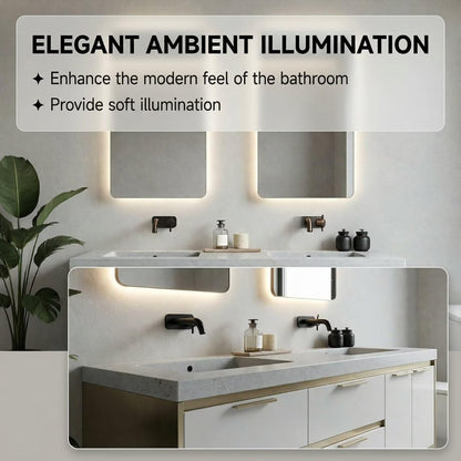 60"-96"Modern Wall-Mounted Bathroom Vanity with Stone Top & Light Wood Trim