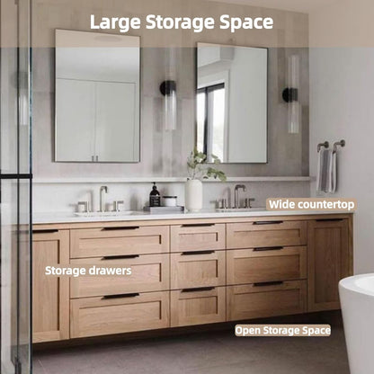 60”-78”Vanity with Double Sinks, White Countertop & Storage