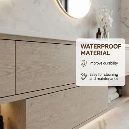 60”-96”Modern Wall-Mounted Vanity with Open LED Shelf & Marble-Look TopModern Wall-Mounted Vanity with Open LED Shelf & Marble-Look TopModern Wall-Mounted Vanity with Open LED Shelf & Marble-Look Top