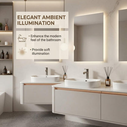 60"-96"Modern Wall-Mounted Bathroom Vanity with Rose Gold Trim & Soft-Close Doors