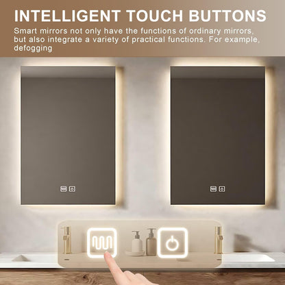 60”-84”Double Sink Floating Bathroom Vanity with 2 LED Backlit Mirrors, Wall Mounted Oak Vanity with Marble Top & Open Shelf