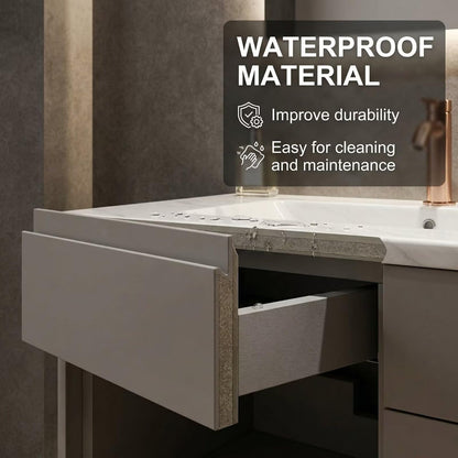 60"-84"Cream Floating Bathroom Vanity with Double Sinks & LED Backlit Mirrors