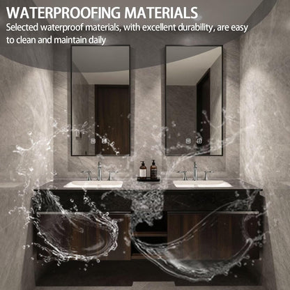 60"-84"Floating Dark Wood Bathroom Vanity with Marble Top & Dual LED Mirrors