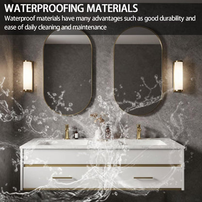 60"-78"Wall-Mounted Bathroom Vanity Set with Gold Accents & Dual Smart Lighted Mirrors