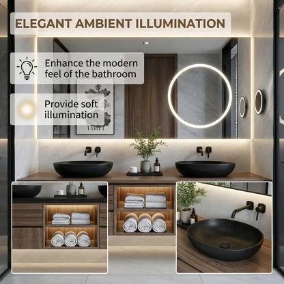 60"-84"Modern Floating Bathroom Vanity with Double Sinks & LED Mirror Cabinet