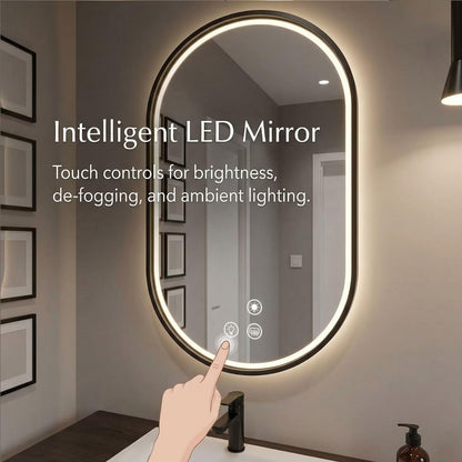 60”-96”Modern Bathroom Vanity with Double Sinks, Storage & LED Mirrors