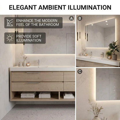 60"-96"Modern Wood Vanity with Integrated Countertop & Open Shelf Storage