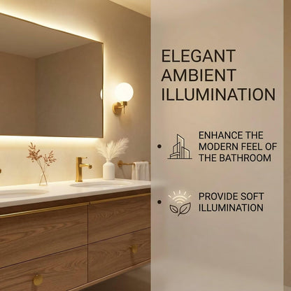 60"-84"Light Oak Floating Bathroom Vanity Set with Gold Hardware & LED Mirror