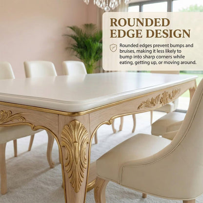 60"-80"French Style Dining Table with Gold Carved Legs, Elegant Rectangular Kitchen Table