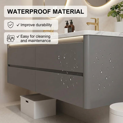 60"-84"Modern Floating Bathroom Vanity Set with LED Mirrors & Gold Handles