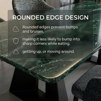 60"-80"Green Marble Dining Table, Modern Rectangular Kitchen Table with Black Metal Base