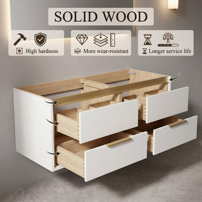60“-84“Contemporary Bathroom Vanity with Integrated Sink Top & Smart LED Mirror