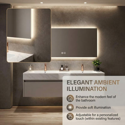 60"-84"Contemporary Bathroom Vanity with Touch Control LED Mirror & Soft-Close Doors