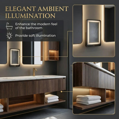 60”-96” Modern Walnut Floating Bathroom Vanity with Double sinks, Fluted Panels & LED Lighted Medicine Cabinets