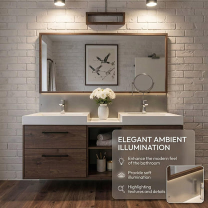 60"-96"Modern Wall-Mounted Bathroom Vanity with Open Shelf & Soft-Close Drawers