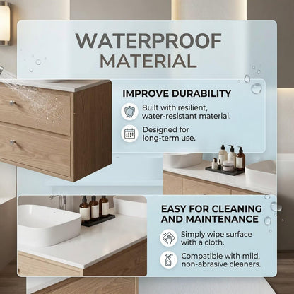 60"-84"Light Oak Floating Bathroom Vanity with Double Sinks & LED Backlit Mirrors