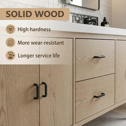 60"-84"Floating Oak Bathroom Vanity with Double Sinks & LED Mirrors
