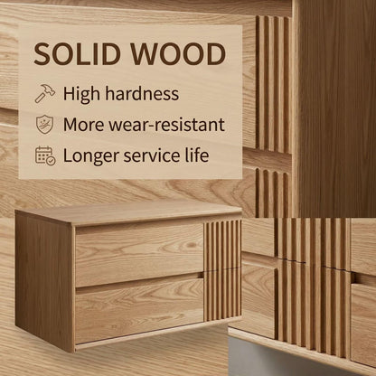60"-96"Modern Oak Floating Bathroom Vanity with Double Sinks & LED Backlit Mirror