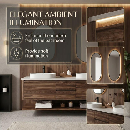 60"-96"Modern Wood Wall-Mounted Bathroom Vanity Set with Open Shelf & MirrorsModern Wood Wall-Mounted Bathroom Vanity Set with Open Shelf & Mirrors