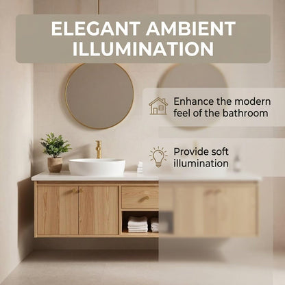 60”-84” Double Sink Floating Vanity with Gold Round Mirrors