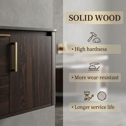 60"-96"Modern Dark Wood Wall-Mounted Bathroom Vanity with Vessel Sinks