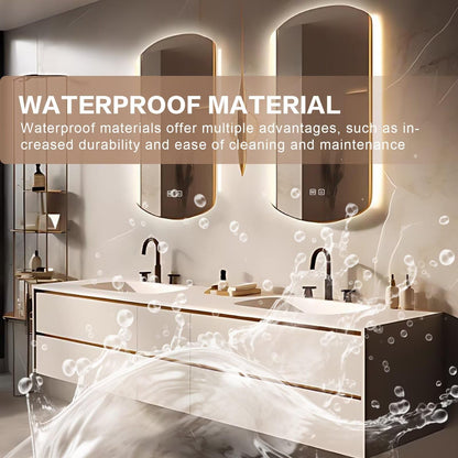 60”-84”Double Sink Floating Bathroom Vanity with Arch LED Mirrors, White Modern Cabinet