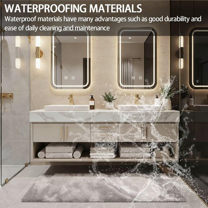 60"-84"Floating Beige Bathroom Vanity with Double Vessel Sinks & LED Mirrors