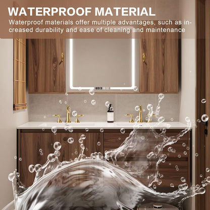 60”-84”Floating Double Sink Bathroom Vanity with LED Smart Mirror, Wall Mounted Walnut Wood Vanity with Storage Cabinets & Drawers