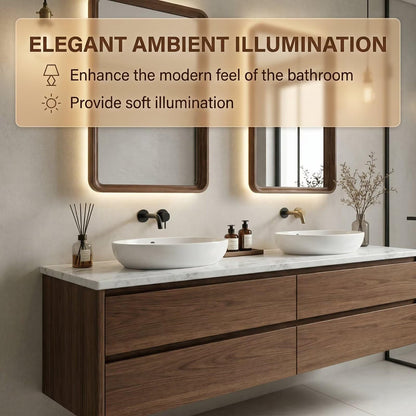 60"-84"Modern Wall-Mounted Bathroom Vanity with White Countertop & Double Vessel Sinks