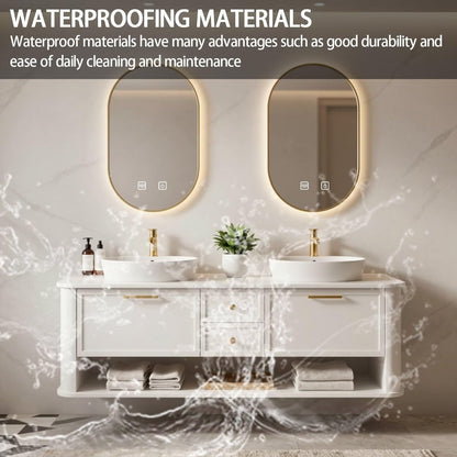 60”-84”Double Floating Vanity Modern LED Mirror Wall Mounted Bathroom Cabinet