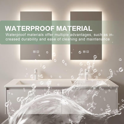 60”-84”Double Sink Floating Bathroom Vanity, All-White Modern Cabinet with Backlit LED Mirrors