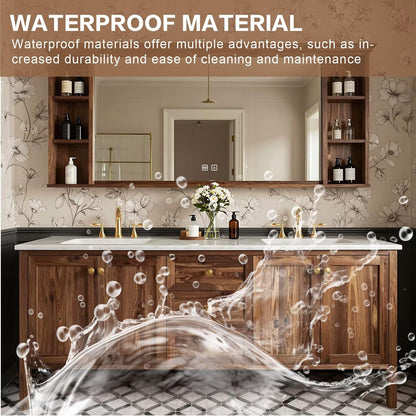 60”-96”Double Sink Freestanding Bathroom Vanity with Mirror & Storage Shelves, Solid Wood Vanity with Drawers & Doors, Modern Farmhouse Bathroom Cabinet