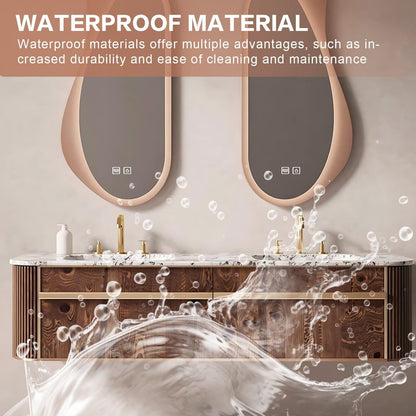 60”-84” 2-Pack Irregular LED Bathroom Mirror, Wall Mounted Lighted Mirror with Anti-Fog & Dimmable for Vanity, Rose Gold Frame