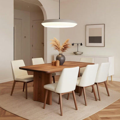 60"-80"Walnut Wood Dining Table with Block Base, Modern Rectangular Mid-Century Kitchen Table