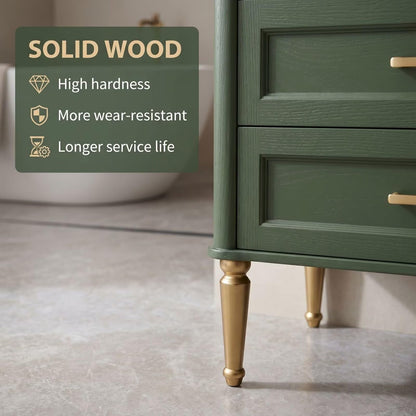 60"-96"Vintage Green Bathroom Vanity with Double Sink & Arched LED Mirrors