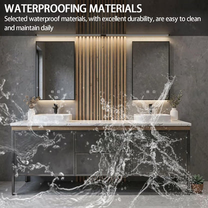 60"-84"Modern Concrete-Look Bathroom Vanity Set with Dual Sinks & Metal Frame