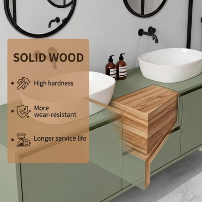 60"-96"Wall-Mounted Double Sink Bathroom Vanity with Matte Green Finish & Storage