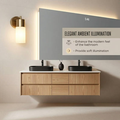 60"-96"Light Oak Bathroom Vanity with Double Sink & Wall-Mounted Drawers