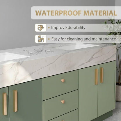 60"-96"Modern Green Bathroom Vanity with Double Sinks & Soft-Close Storage Drawers