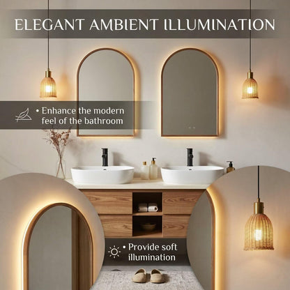 60"-96"Wall-Mounted Oak Bathroom Vanity with Double Sinks & LED Backlit Mirror