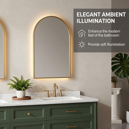 60"-96"Vintage Green Bathroom Vanity with Double Sink & Arched LED Mirrors