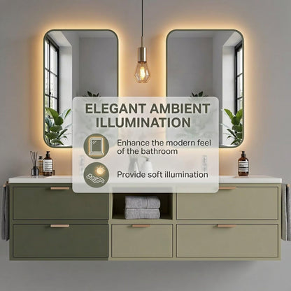 60"-96"Modern Green Bathroom Vanity with White Top & Soft-Close Drawers