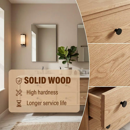 60"-96"Floating Oak Double Bathroom Vanity with Marble Countertop & 6 Drawer Storage